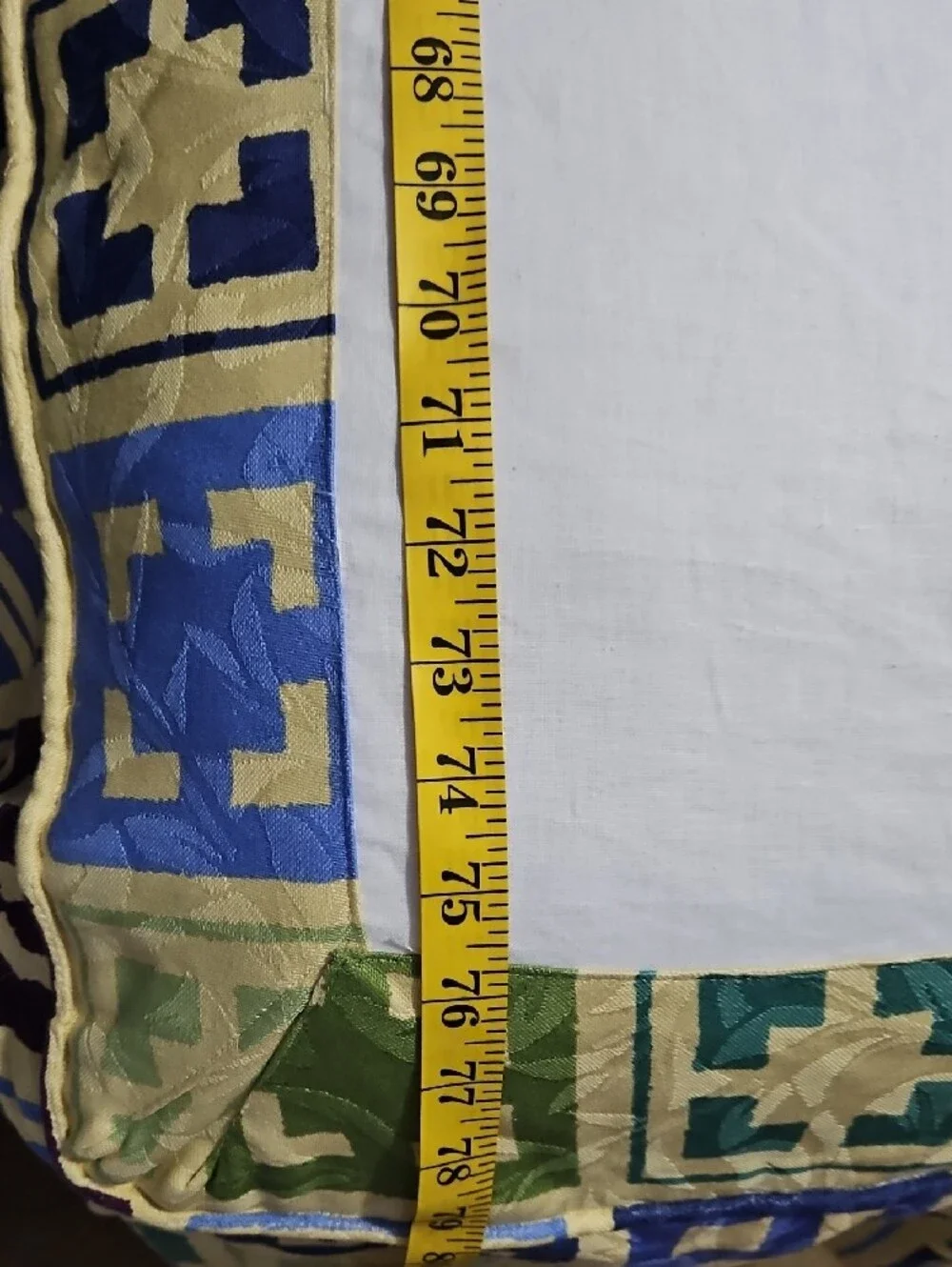 Vintage Retro Custom Queen Unbranded Geometric Bed Skirt in Blue and Green